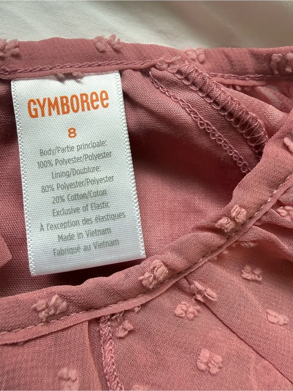 Gymboree Girls Flora Pink Long-Sleeve Tiered Dot Dress size 8